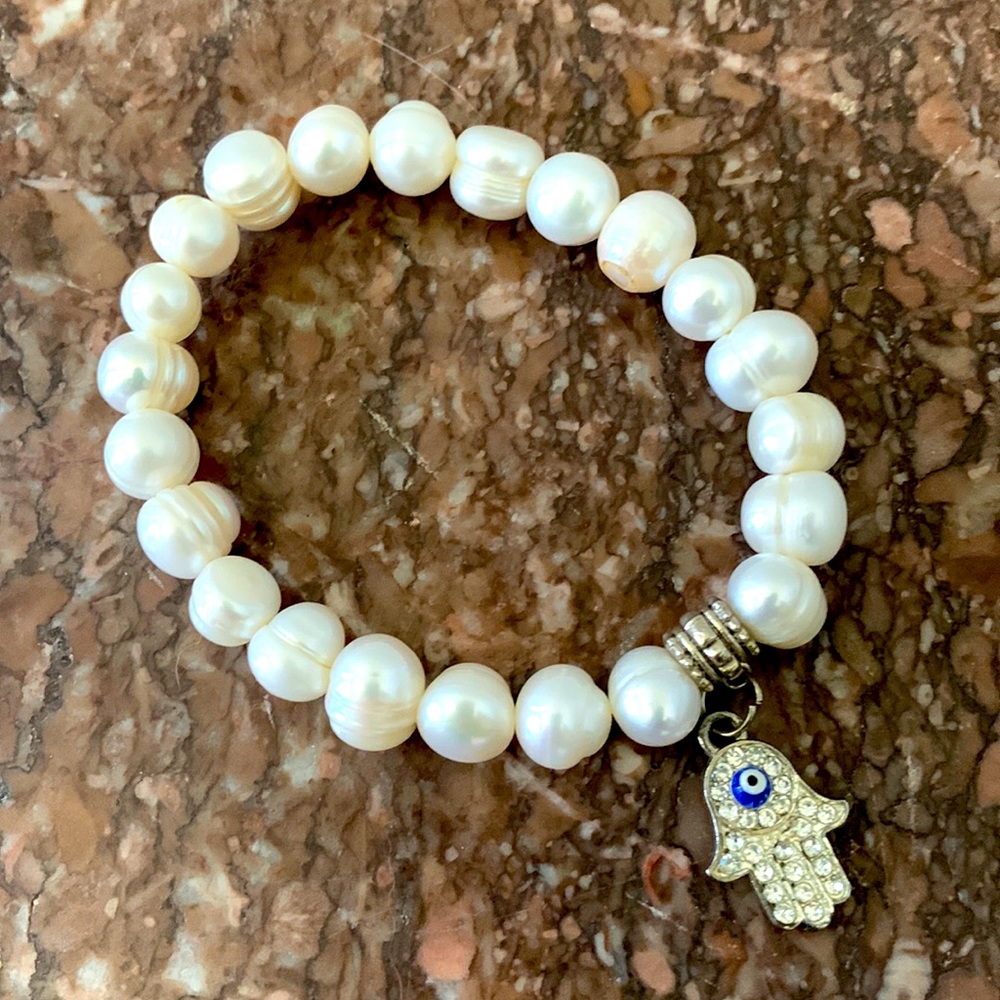Hamsa Real Pearl Bracelet S-M
